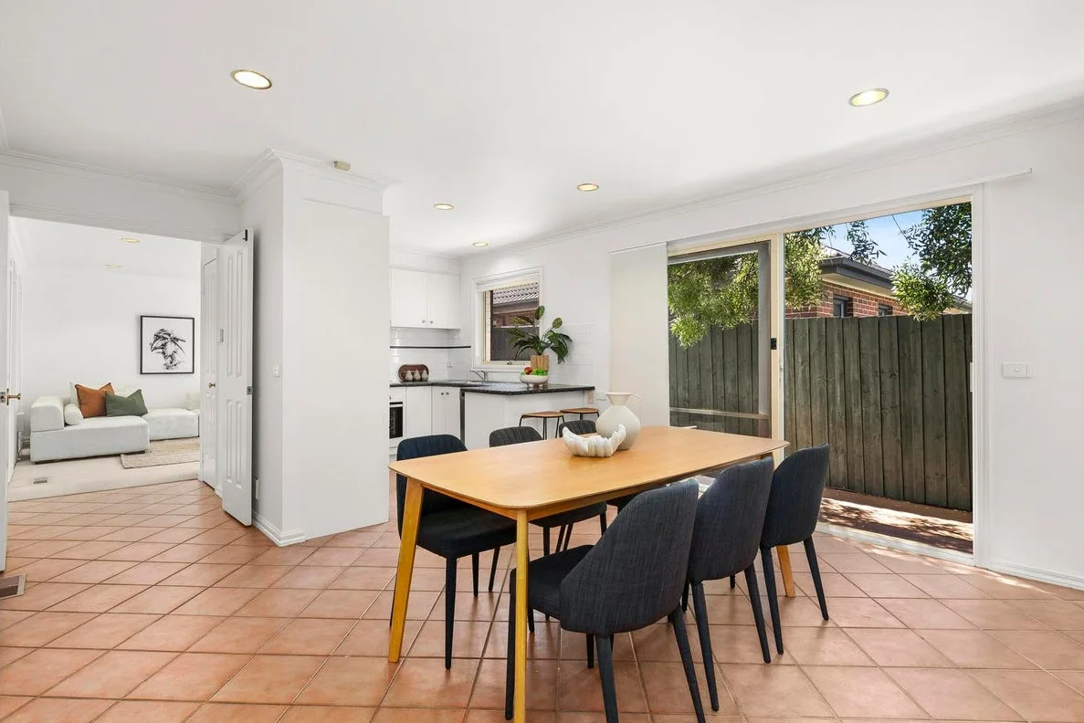Green Eggs and Ham dining area before renovation — original terracotta flooring